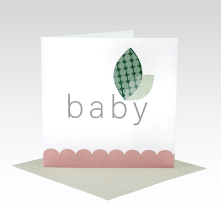 Card Baby Stripe Bird Pink
