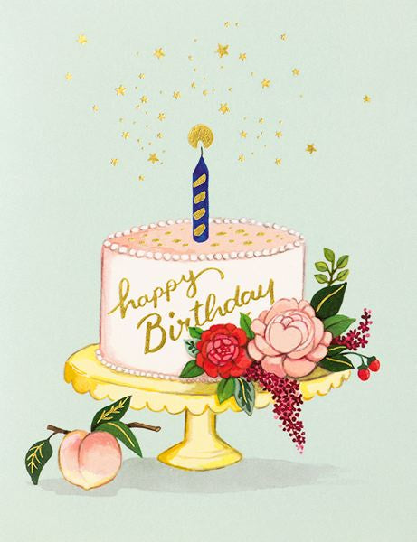 Card Peach Cake Birthday