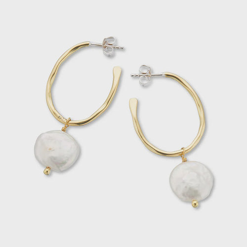 Earrings Prosperity Pearl Oval Hoop