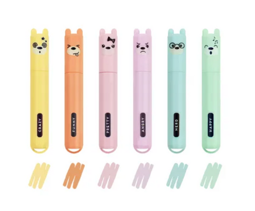 Highlighters Pastel Teddy 6pc