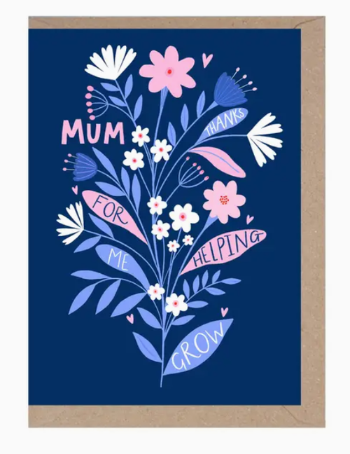 Card Mum Thanks For Helping Me Grow