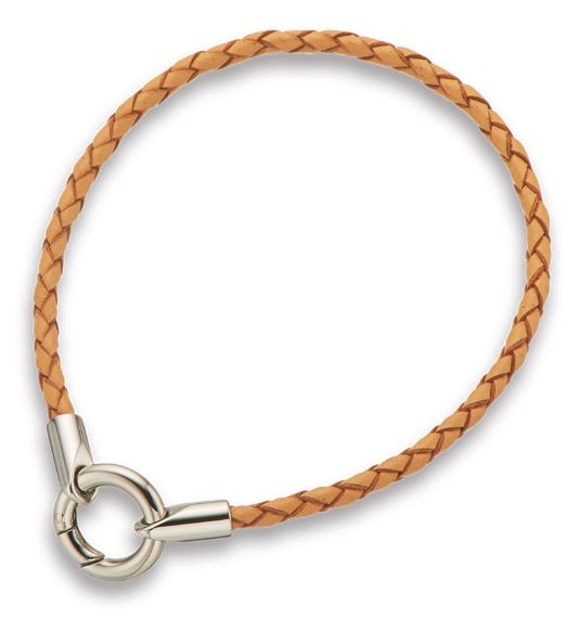 Bracelet Leather Plaited Round Clasp 21.5cm