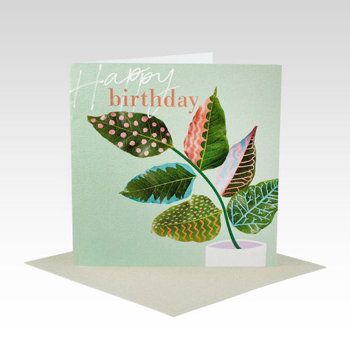 Card Happy Birthday Painted Leaves