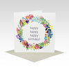 Card Happy Birthday Floral Wreath