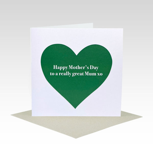 Card Mother's Day Green Heart