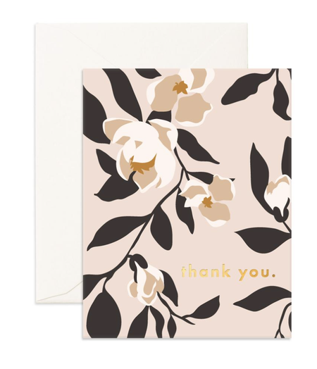 Card Floral Thank You White Card