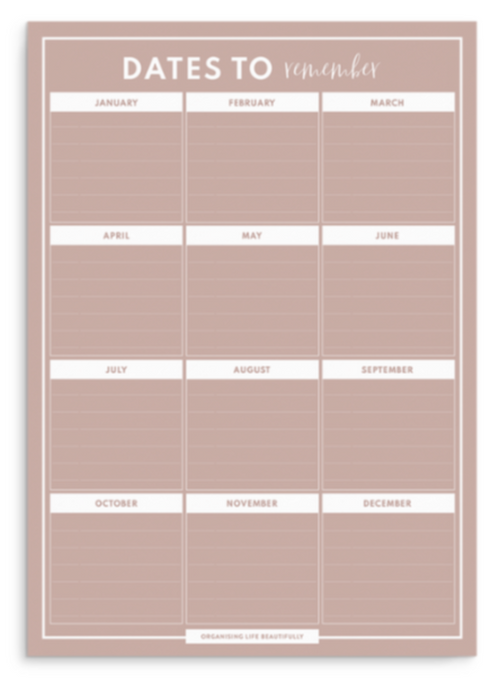 Dates To Remember Magnet A3 Blush