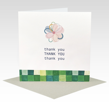 Card Floral Thank You White Card