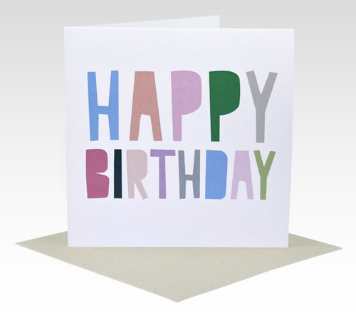Card Coloured Letters Happy Birthday