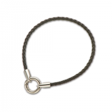 Bracelet Leather Plaited Round Clasp 21.5cm